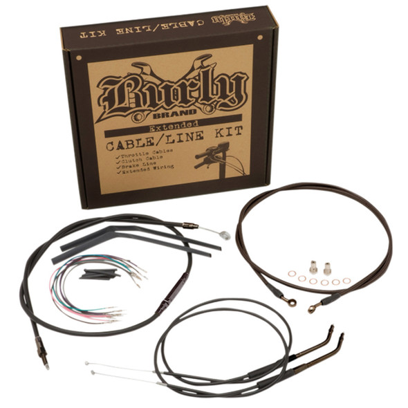 Burly Brand - Black Vinyl Handlebar Cable and Brake Line Kits for 10" Jail Bars fits '04-'06 Sportster Models
