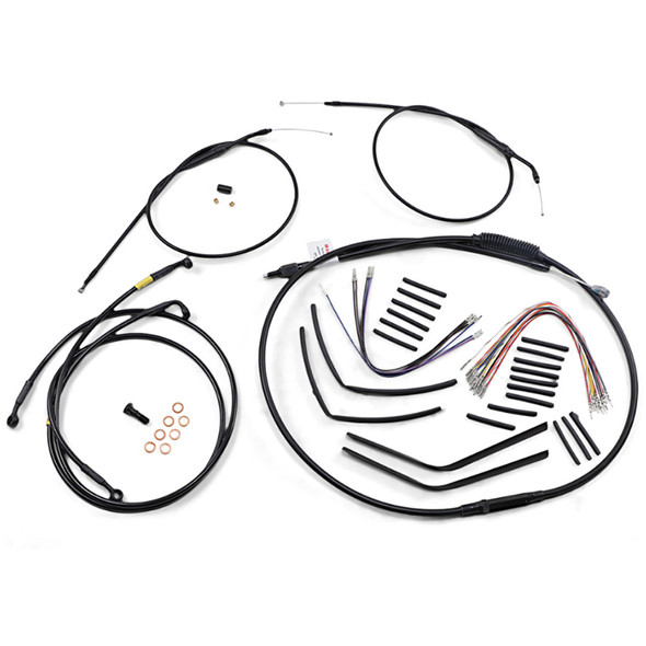 Burly Brand - 12" Handlebars Jail Bar Cable Kit fits '99-'00 FXDL/​FXDS, '99-'05 FXDX, '01-'03 FXDXT Models - Black Vinyl