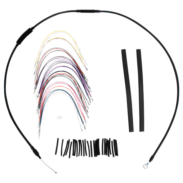 Burly Brand - 13" Handlebar Cable/Line Kit for Ape Hanger Handlebars fits '08-'13 FLHX, FLHT/C/U & H-D FL Trikes W/ ABS - Black Vinyl