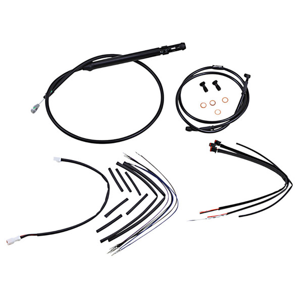 Burly Brand - 12" Handlebar Cable/Line Kit for Ape Hanger Handlebars fits '18-'23 FXBB/​FXLR/​FXST W/O ABS - Black Vinyl