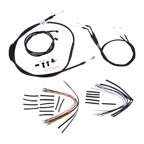 Burly Brand - 14" Complete Black Vinyl Handlebar Cable/Line Kit for Ape Hanger Handlebars fits '06 FXDWG Model