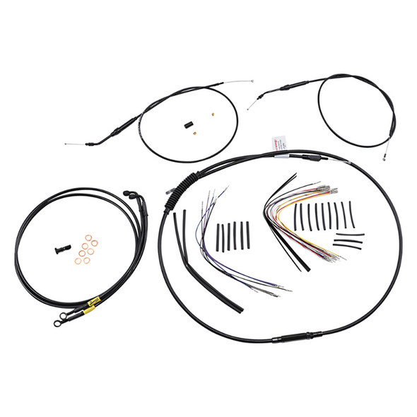 Burly Brand - 14" Handlebars Jail Bar Cable Kit fits '99-'00 FXDL/​FXDS, '99-'05 FXDX, '01-'03 FXDXT Models - Black Vinyl