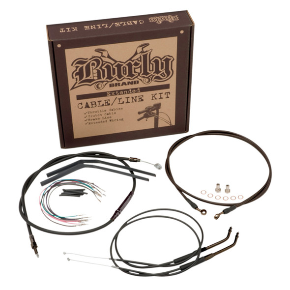 Burly Brand - 16" Complete Black Vinyl Handlebar Cable/Line Kit for Ape Hanger Handlebars fits '00-'06 FXST/B/D Model