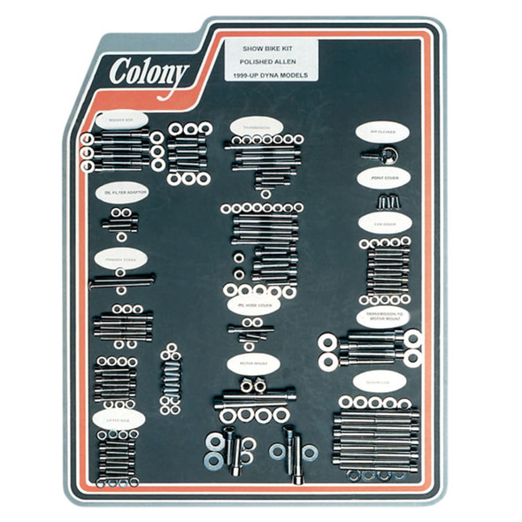 Colony - 1001P Polished Motor Transmission Bolt Kit fits '99-'06 FLT/​FLHT/​FLHR/​FLHX/​FLTR Models