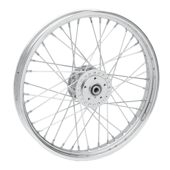 Drag Specialties - 40 Spoke Chrome Laced Wheel 21” x 2,15.” fits '99 FXD, '86-'99 XL (Single or Dual Disc (OEM #43557-87))