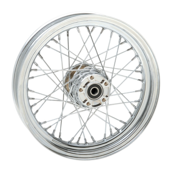 Drag Specialties - 40 Spoke Chrome Laced Wheel 16” x 3” fits '00-'05 FXST, '00-'06 FLST, '00-'05 FXD/​FXDWG, '00-'04 Sportster (OEM #40700-03, 40975-00)