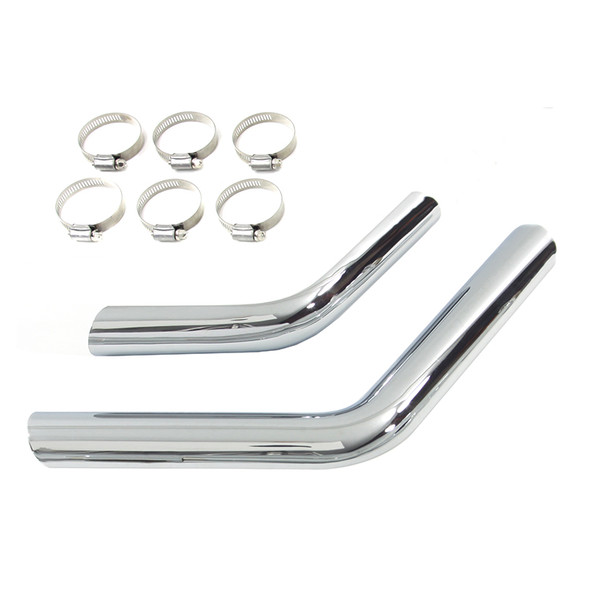 V-Twin - Drag Exhaust Pipe Heat Shield Set fits '70-'84 FX, '70-'84 FXS, '70-'84 FXE Models - Chrome