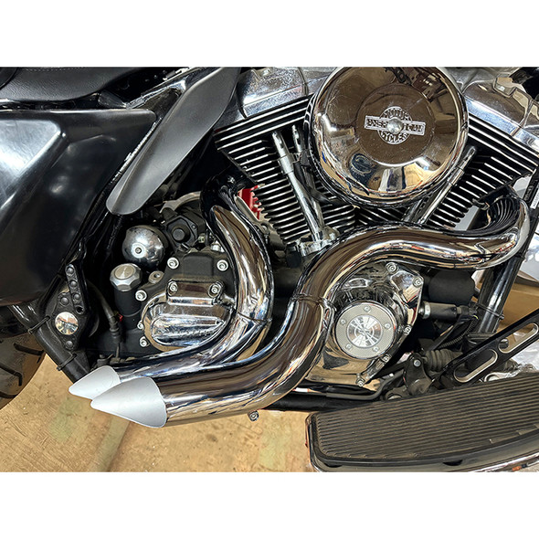 V-Twin - Chrome Curvado Exhaust Header Set fits '87-'17 FXST/FLST Models