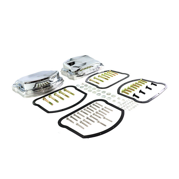 V-Twin - Chrome Top Rocker Box Cover Set fits '99-'17 FLST/FXST/FXD Models