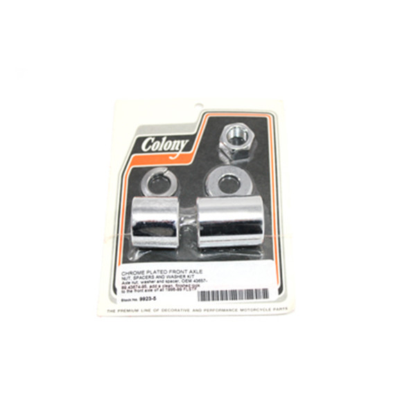 Colony - 9923-5 Chrome Front Axle Spacer Kit Smooth Style fits '96-'99 FLSTF Model (OEM #43657-89)