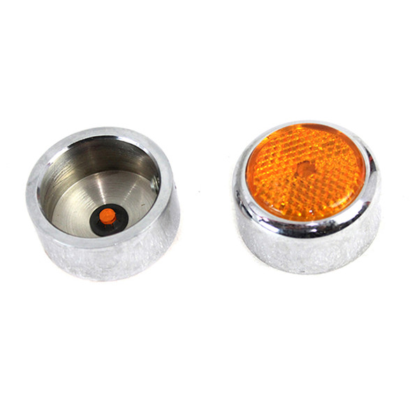 Colony - 8939-2 Swingarm Pivot Bolt Cover with Amber Reflectors fits '86-'99 FLST/FXST Models