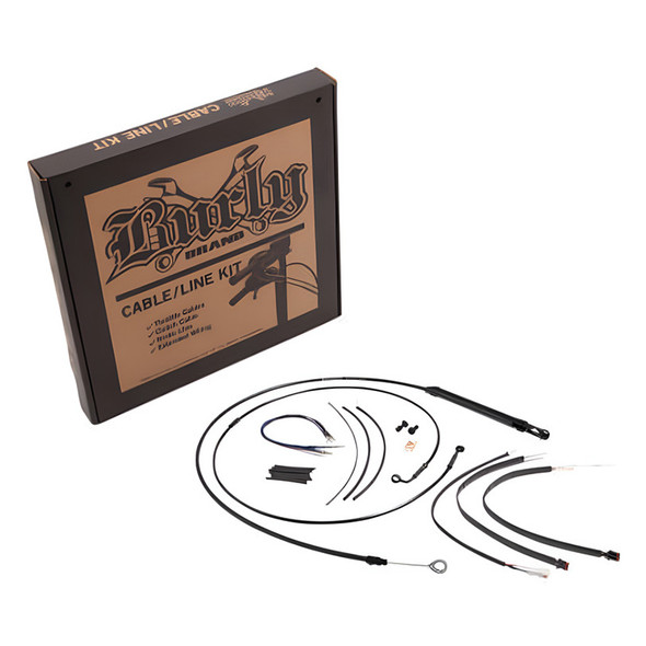 Burly Brand - Black Vinyl Handlebar Cable and Brake Line Kits for 14" Jail Bars on '18-'20 FXBB/ FXLR Softails W/O ABS (Open Box)