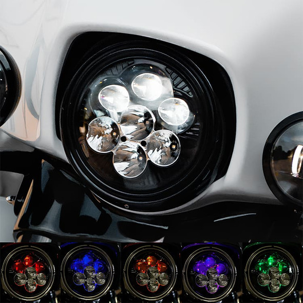 Custom Dynamics - Shark Demon® 7” Round LED Headlight with Color Changing Backlight