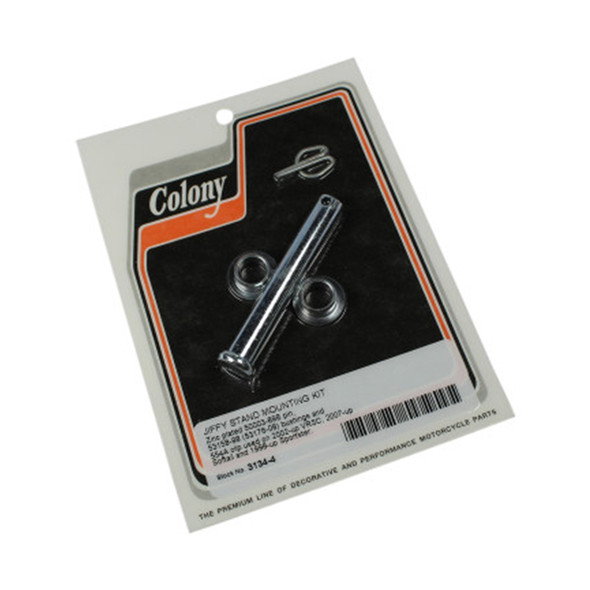 Colony - 3134-4 Jiffy Stand Mounting Kit fits '07-'23 Softail, '98-'22 Sportster & '02-'17 VRSC Models (Except RH Sportster Models (OEM #50003-89B)