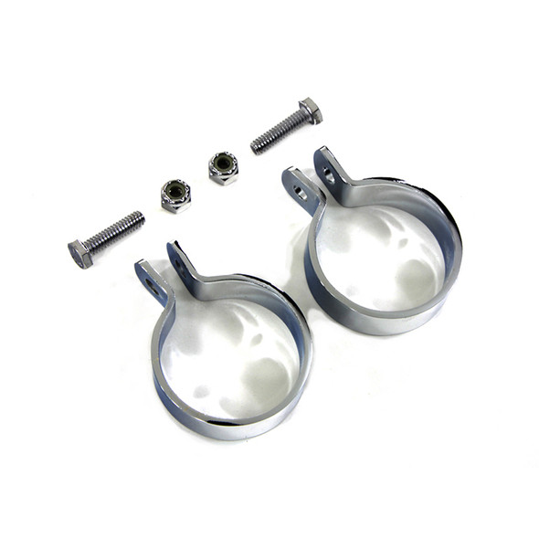 V-Twin - Chrome 1-7/8" Muffler End Clamp Set fits Custom Application