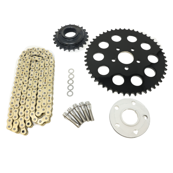 Zipper’s - Chain Conversion Kit with Gold RK O-Ring Chain fits 2000-2005 Dyna Models
