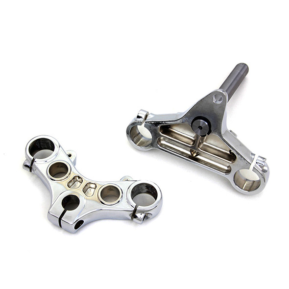 V-Twin - Chrome Triple Tree Set fits '88-'94 FXR, '88-'03 Sportster Models
