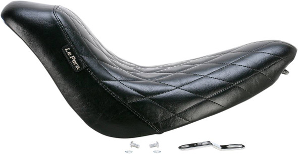 Le Pera - Black Diamond Stitch Bare Bones Solo Seat fits '06-'10 FXST, '07-'17 FLSTF/B Models (Except FXSTD/​FXSTSSE)