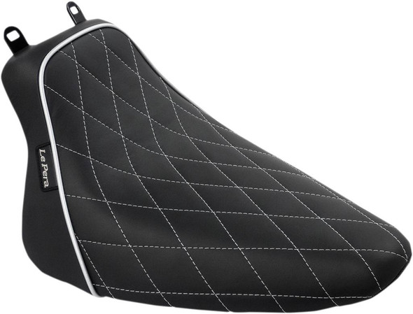 Le Pera - Black Diamond Stitch w/ White Stitching/Piping Bare Bones Solo Seat fits '08-'17 FLSTC/N Models