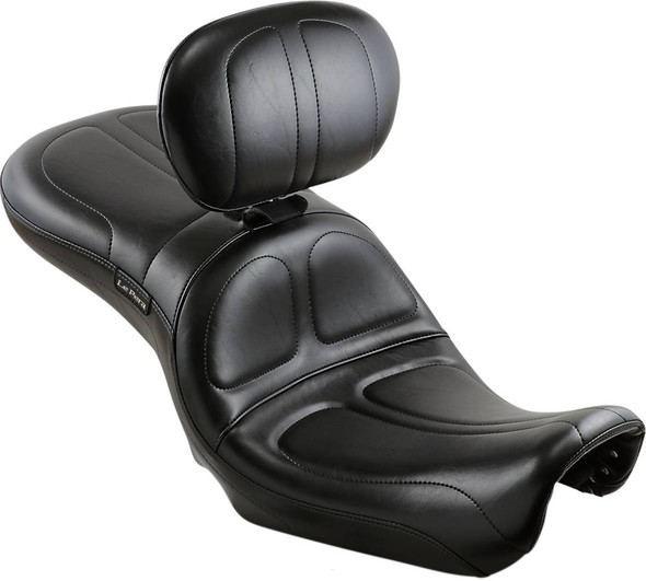 Le Pera - Black Stitched Maverick Seat with Backrest fits '06-'17 FXD/​FXDWG/​FLD/​FXDB/​FXDC/​FXDF/​FXDL Models