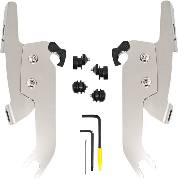 Memphis Shades - MEK2051 - Fats/Slim Windshield Trigger Lock Complete Mount Kit - Polished - FLSL