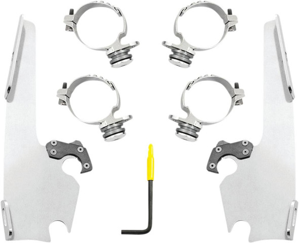 Memphis Shades - MEK2054 - Fats/Slim Windshield Trigger Lock Complete Mount Kit - Polished - XL