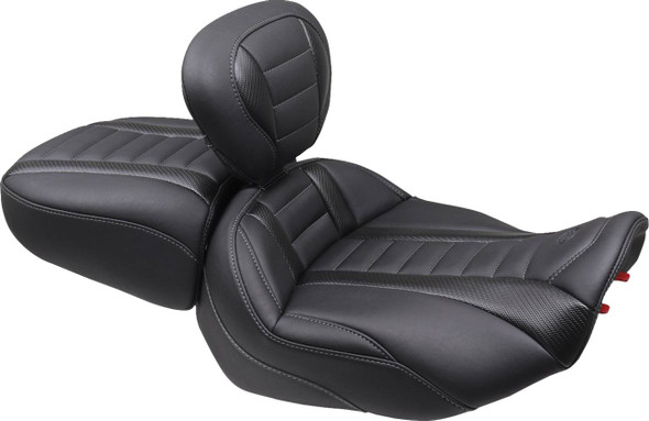 Mustang - 88402GM - Deluxe Touring Passenger Seat - Gun Metal Stitch - Carbon Fiber Inlay - FLH/FLT '23-'24