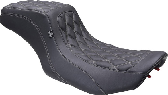 Mustang - 88415GM - One Piece 2-Up Squareback Seat - Double Diamond - Gunmetal Stitch - FLH/FLT '23-'24