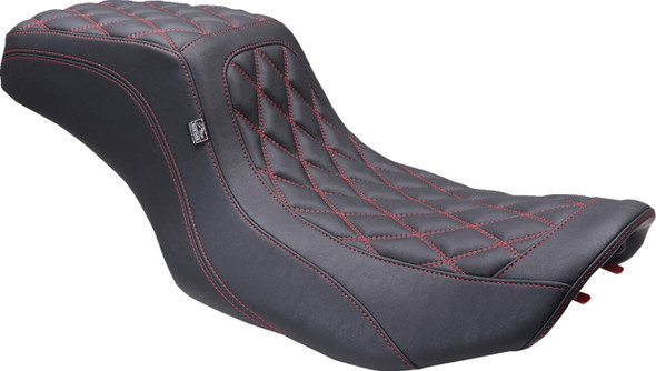 Mustang - 88415DC - One Piece 2-Up Squareback Seat - Double Diamond - Black Cherry Stitch - FLH/FLT '23-'24