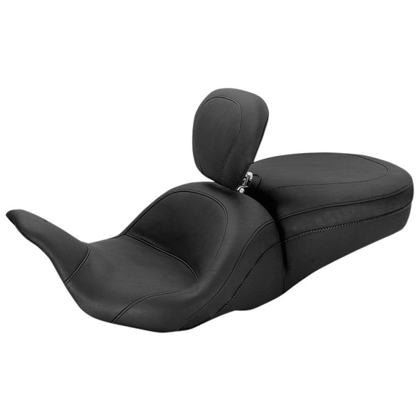 Mustang - Plain Lowdown Seat with Driver Backrest fits '08-'21 FLHT/​FLHR/​FLTR/​FLHX Models