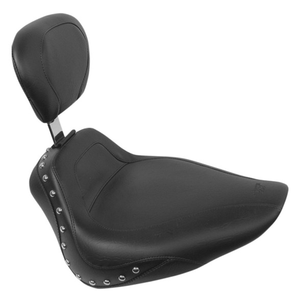 Mustang - Studded Sport Seat with Driver Backrest fits '07-'15 FLSTC, '05-'15 FLSTN, '00-'07 FLSTS/C Models