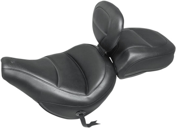 Mustang - Black Original Max Profile Solo Seat with Driver Backrest fits '18-'21 FLHC/​FLDE Models