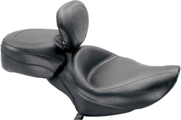 Mustang - 79427 - Wide Solo Seat - With Backrest - Vintage - Black - Smooth - XL '04-'21