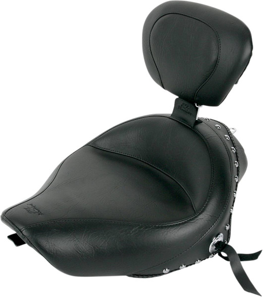 Mustang - 79439 - Wide Solo Seat - With Backrest - Black - Studded W/Concho - XL '04-'20