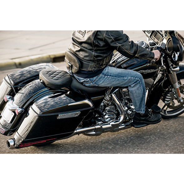 Mustang - Wide Tripper™ Solo Seat with Removable Driver Backrest fits '08-'25 Touring Models (Except '23 FLHXSE/FLTRXSE)