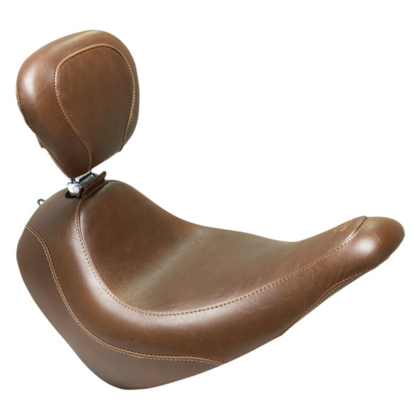 Mustang - Brown Wide Tripper™ Seat with Driver's Backrest fits '18-'21 FLSB/​FXLR/​FXLRS Models