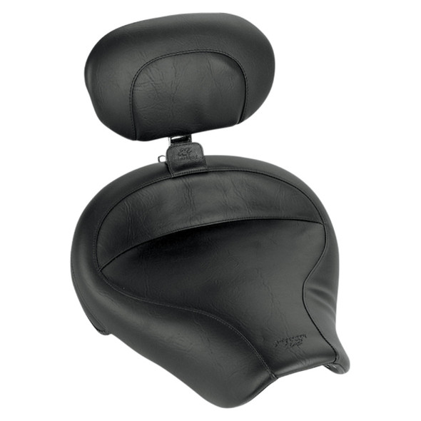 Mustang - Black Smooth Vintage Wide Solo Seat with Backrest fits '99-'03 Dyna Models