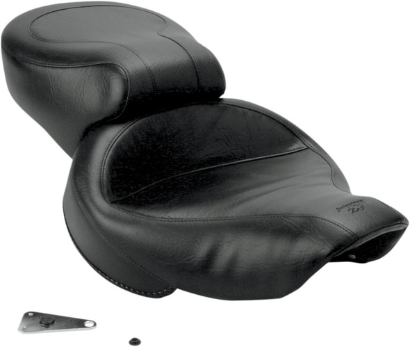 Mustang - Black Wide Smooth Vintage Style Seat fits '04-'05 Dyna Models