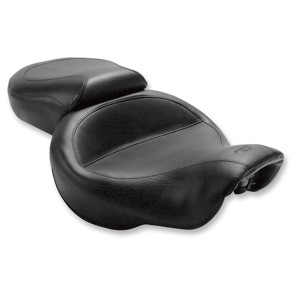 Mustang - Black Wide Smooth Vintage Style Seat fits '06-'17 Dyna Models