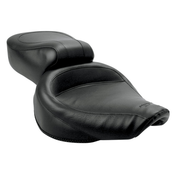 Mustang - Black Wide Smooth Vintage Style Seat fits '91-'95 Dyna Models