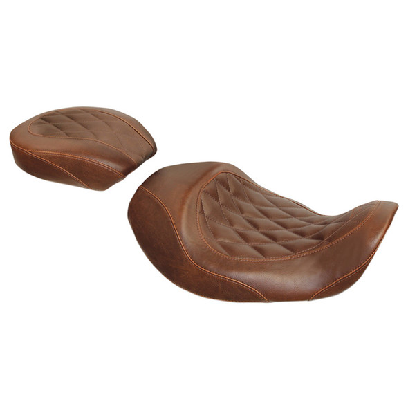 Mustang - Brown Forward Wide Tripper Solo Seat fits '06-'17 Dyna Models (Except '14-'17 FXDF)