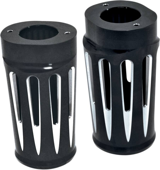 Arlen Ness - 20-014 - Fork Boot Covers - Black Anodized - Deep Cut - FLHTD