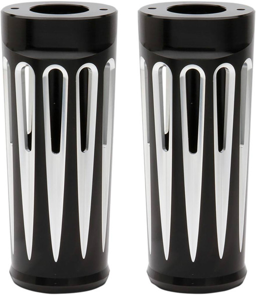 Arlen Ness - 20-029 - Fork Boot Covers - +2" - Black Anodized - Deep Cut - FL
