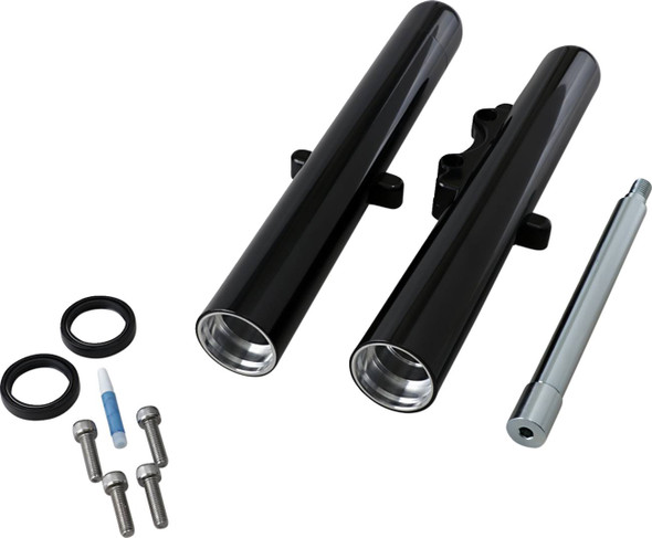 Arlen Ness - 06-521 - Fork Legs - Black Anodized - Hot Legs - Custom Single Disc - Smooth - '08-'13