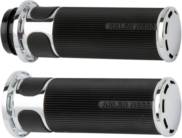 Arlen Ness - 07-302 - Slot Track Grips - TBW - Chrome