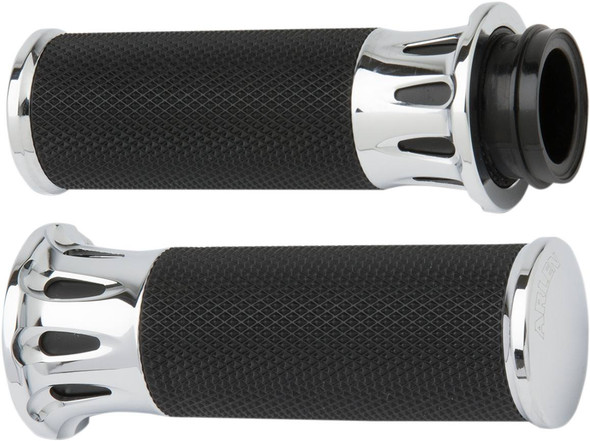 Arlen Ness - 07-316 - Fusion Deep Cut Grips - Cable - Chrome