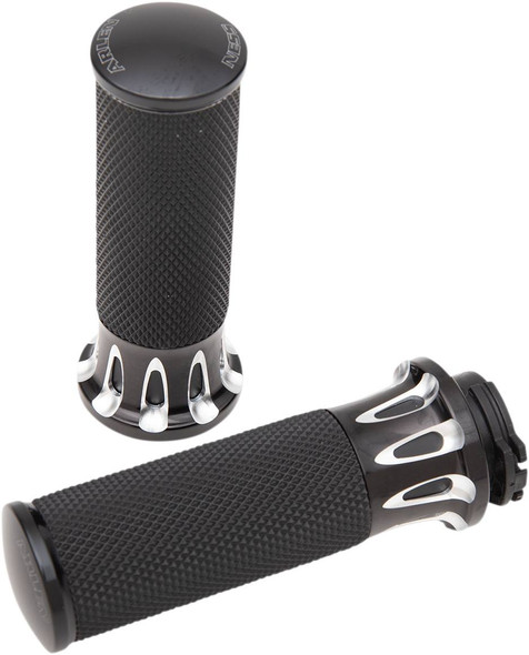 Arlen Ness - 07-317 - Fusion Deep Cut Grips - Cable - Black