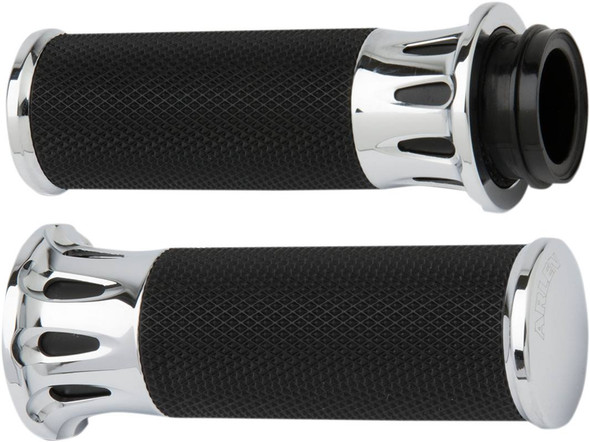 Arlen Ness - 07-318 - Fusion Deep Cut Grips - TBW - Chrome