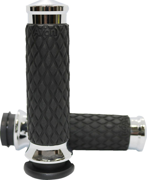 Avon Grips - DIA-60-CH-FLY - Diamond Contour Grips - Chrome - TBW