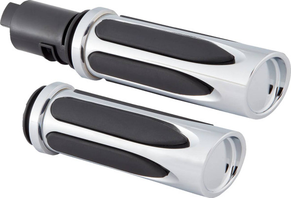 Arlen Ness - 500-070 - Deep Cut Comfort Series Grips - TBW - Chrome